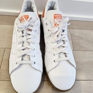 Adidas Stan Smith Classic White and Orange Sneakers